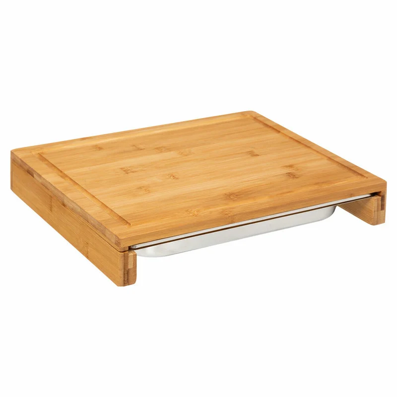 5five Simply Smart Schneidebrett mit Edelstahl-Schublade, Küchenbrett, Bambus, 35 x 28 cm, 151418
