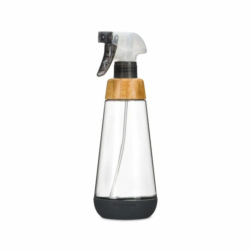 Full Circle Home Sprühflasche Bottle Service, Pflanzensprüher, Sprayflasche, Glas, Bambus, Grau, 450 ml, FC19112GY