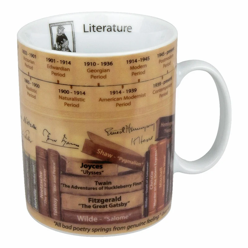 Könitz Literature Wissensbecher, Englisch, Becher, Tasse, Kaffeetasse, Porzellan, Literatur, 460 ml, 11 1 330 1825