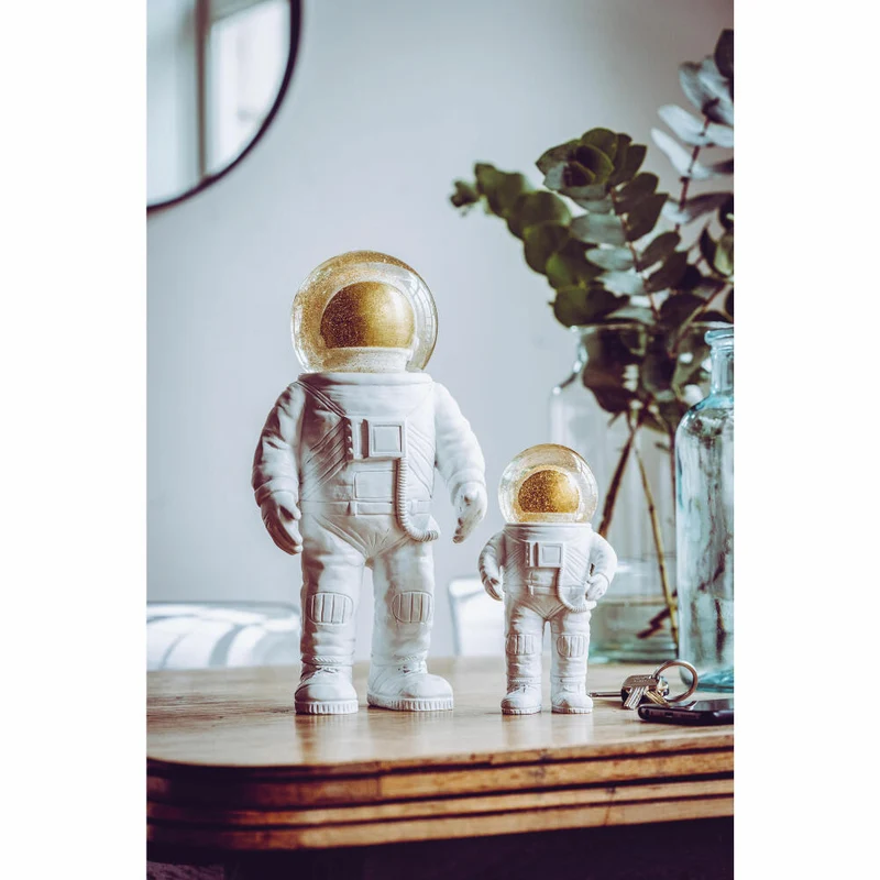 Donkey Products Summerglobe The Giant Astronaut , Schneekugel, Glitzerkugel, Dekoration, Glas, Polyresin, Weiß, Golden, 30 cm, 330447