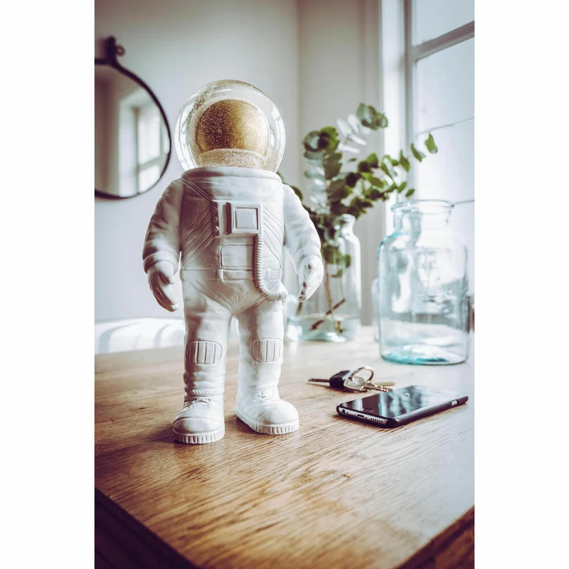 Donkey Products Summerglobe The Astronaut, Schneekugel, Glitzerkugel, Dekoration, Glas, Polyresin, Weiß, Golden, 17 cm, 330441