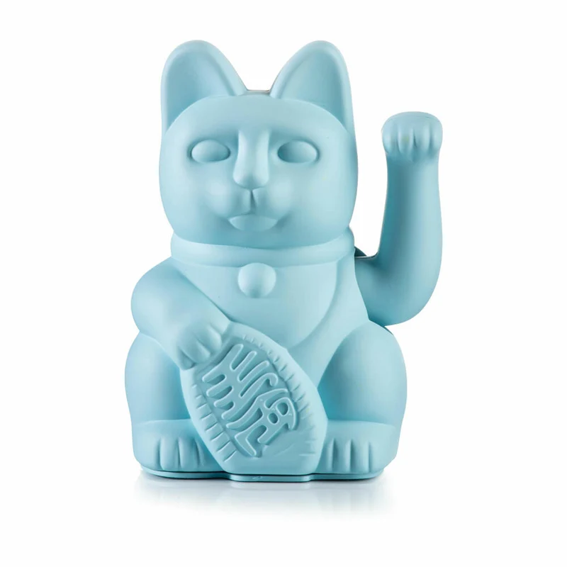 Donkey Products Winkekatze Lucky Cat, Glücksbringer, winkende Katze, Kunststoff, Blau, ca. 15 cm, 330432