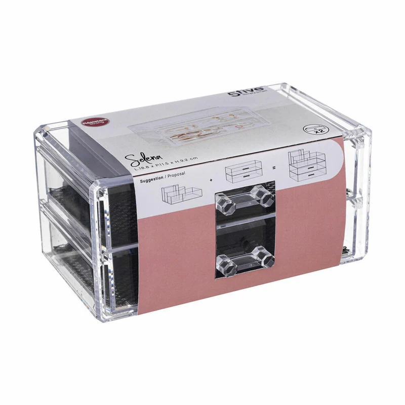 5five Simply Smart Schmuckbox Selena mit 2 Schubladen, Schmuckaufbewahrung, Kunststoff, 18.8 x 11.5 x 9.2 cm, 155916
