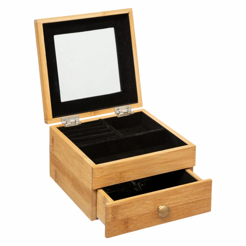 5five Simply Smart Schmuckkasten mit Schublade, Schmuckbox, Aufbewahrung, Bambus, Samt, 161016
