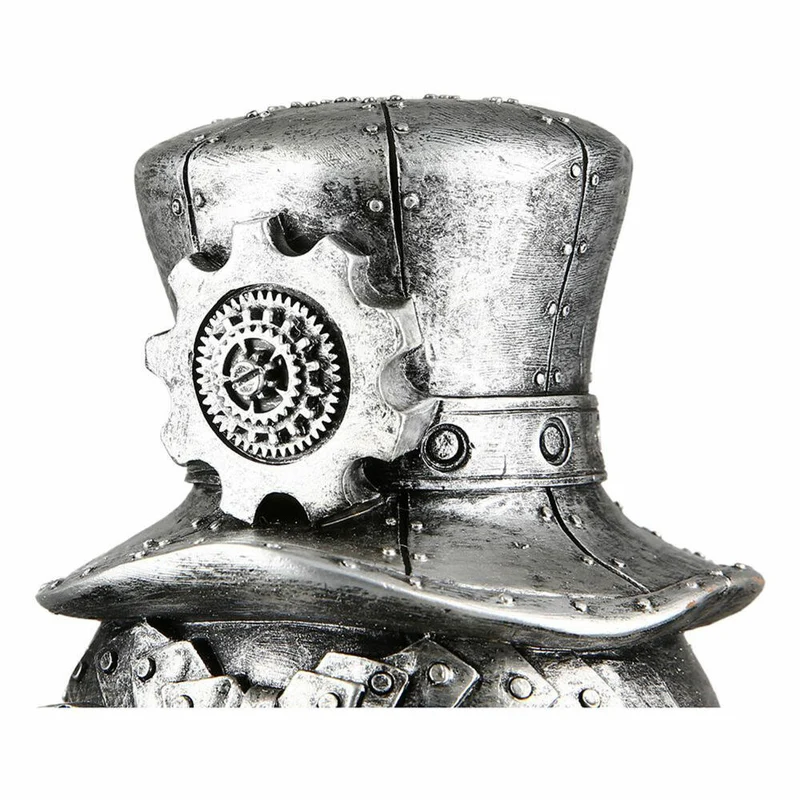 Casablanca by Gilde Poly Skulptur Steampunk Owl, Eule, Dekofigur, Dekoration, Kunstharz, Silber, H 23 cm, 89351