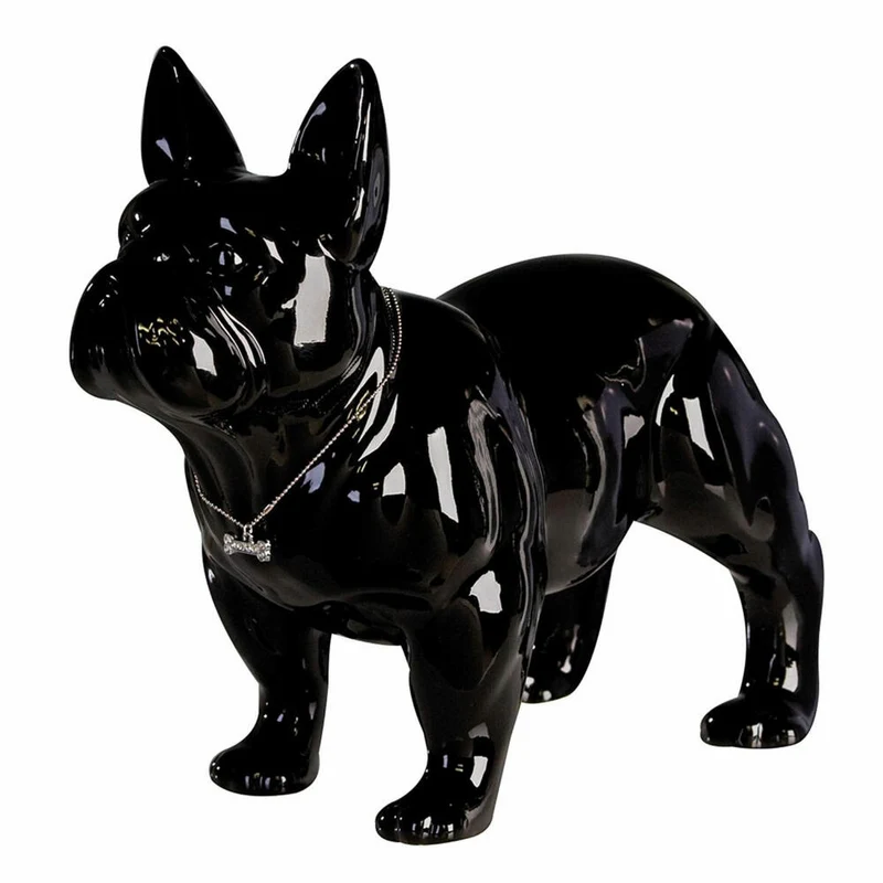 Casablanca by Gilde Figur Bulli, Dekofigur, Hund, Skulptur, Dekoration, Keramik, Schwarz, 29 x 35 cm, 96372