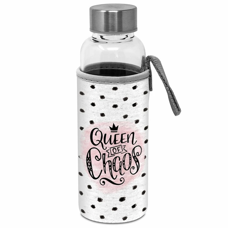 PPD Glass Bottle Queen of Chaos, mit Schützhülle, Flasche, Glasflasche, Trinkflasche, Borosilikatglas, , 461319