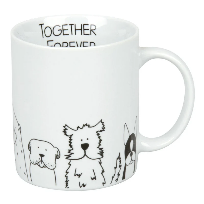 Könitz Funny Dogs Becher, Tasse, Kaffeetasse, Porzellan, Hunde, Weiß, 300 ml, 11 1 002 2076