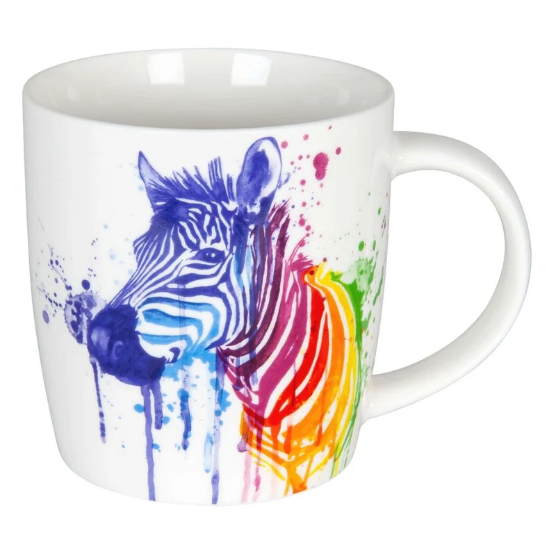 Könitz Watercoloured Animals Zebra Becher, Kaffeebecher, Kaffeetasse, Kaffee Tasse, Teetasse, Porzellan, Bunt, 350 ml, 11 7 275 2292