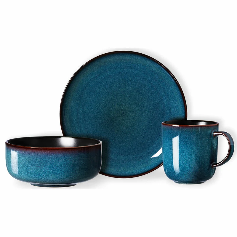 Ritzenhoff & Breker Frühstücksset Bali, 12-tlg., Frühstücksservice, Geschirrset, Service, Steinzeug, Blau, 420104