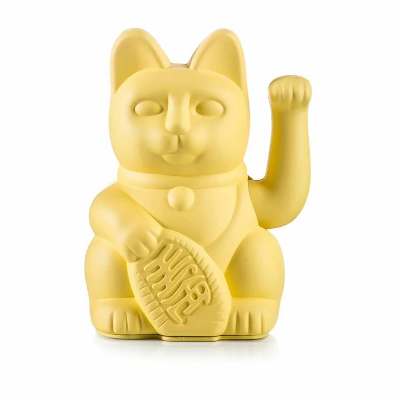 Donkey Products Winkekatze Lucky Cat, Glücksbringer, winkende Katze, Kunststoff, Gelb, ca. 15 cm, 330431