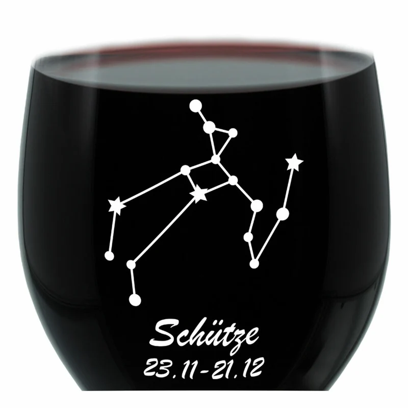 Leonardo Weinglas 400 ml, Motivglas, Sternbild Schütze, Geschenk, Stimmungsglas mit Gravur, Moodglas, 22 cm