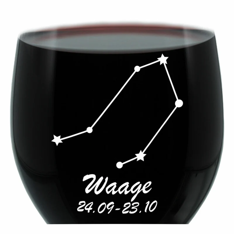 Leonardo Weinglas 400 ml, Motivglas, Sternbild Waage, Geschenk, Stimmungsglas mit Gravur, Moodglas, 22 cm