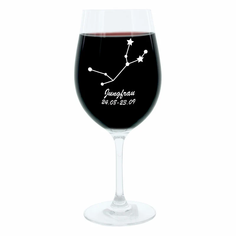 Leonardo Weinglas 400 ml, Motivglas, Sternbild Jungfrau, Geschenk, Stimmungsglas mit Gravur, Moodglas, 22 cm