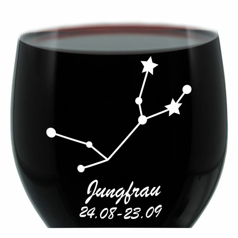 Leonardo Weinglas 400 ml, Motivglas, Sternbild Jungfrau, Geschenk, Stimmungsglas mit Gravur, Moodglas, 22 cm
