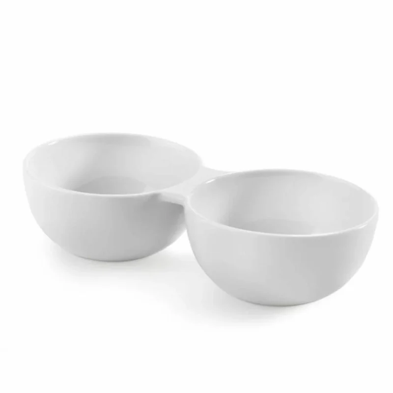 Authentics Doppelschale Smart, Servierschale, Snackschale, Schüssel, Porzellan, Weiß, 20901