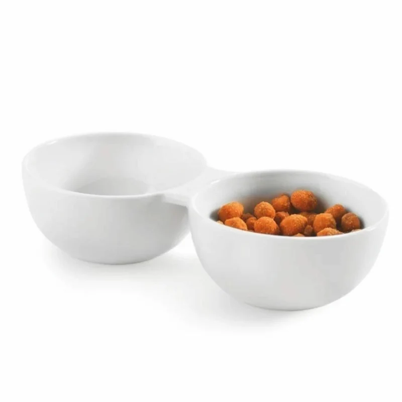 Authentics Doppelschale Smart, Servierschale, Snackschale, Schüssel, Porzellan, Weiß, 20901