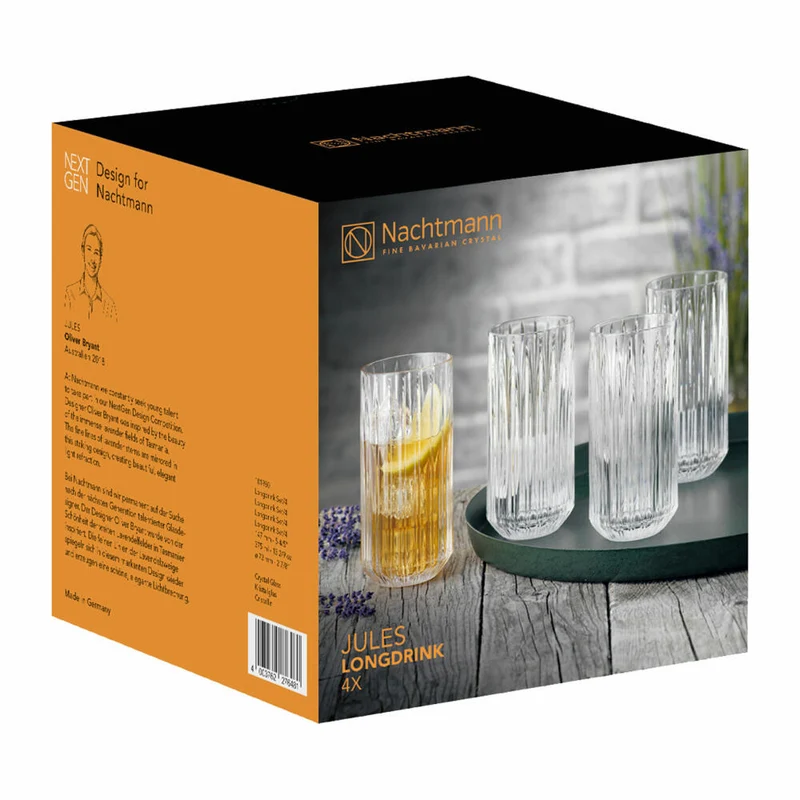 Nachtmann Jules Longdrink, 4er Set, Longdrinkglas, Trinkglas, Cocktailglas, Kristallglas, 375 ml, 101980