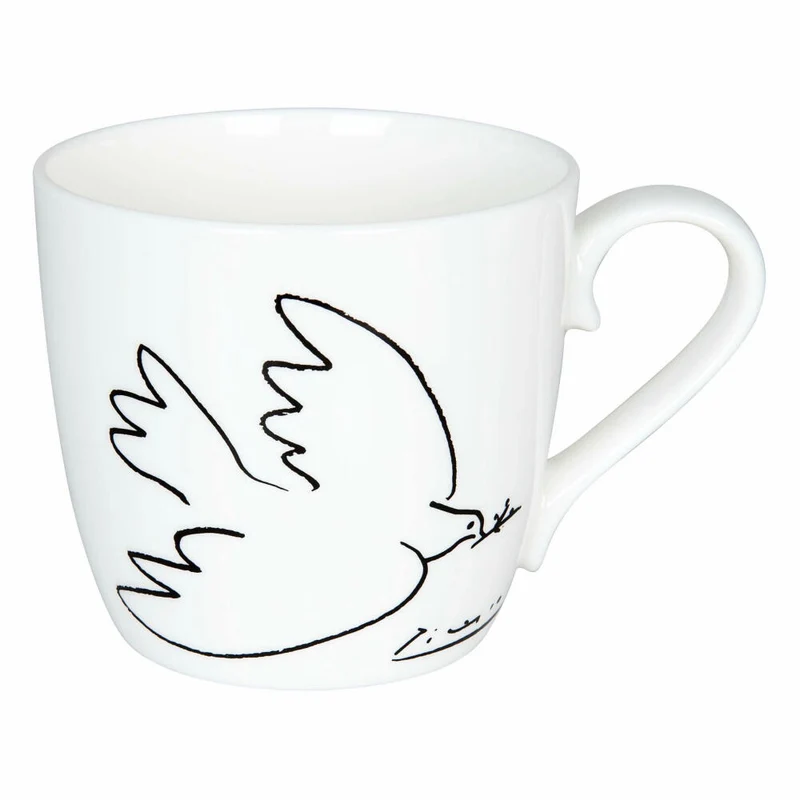 Könitz Picasso La Colombe De La Paix Becher, Kaffeebecher, Kaffeetasse, Kaffee Tasse, Teetasse, Porzellan, Weiß / Schwarz, 425 ml, 11 2 057 0210