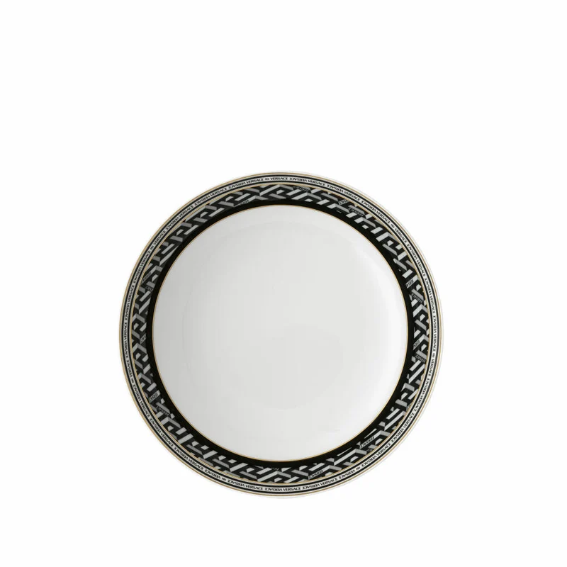 Rosenthal Versace Suppenteller La Greca Signature Black, Porzellan, 22 cm, 19335-403765-10322