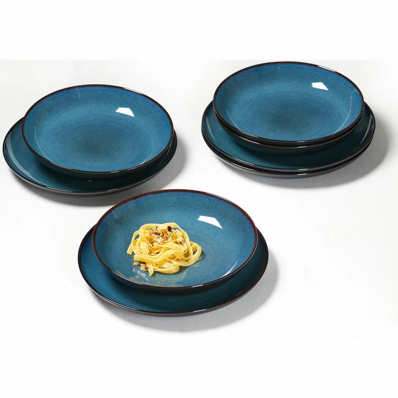 Ritzenhoff & Breker Speiseset Bali, 8-tlg., Tafelservice, Geschirrset, Service, Steinzeug, Blau, 420111