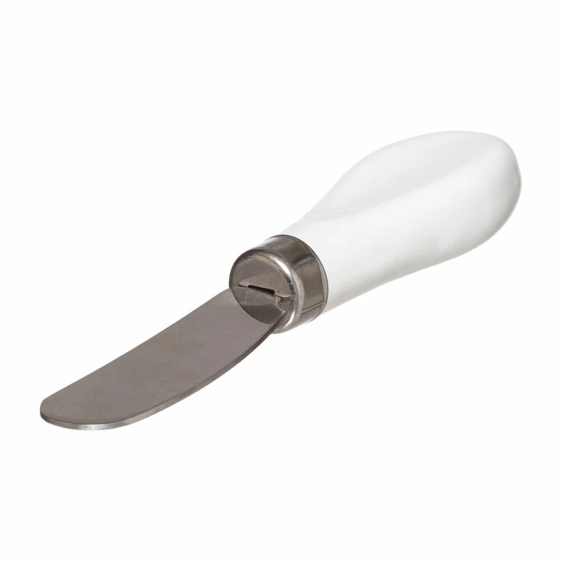 5Five Simply Smart Butterdose mit Streichmesser, Butterschale, Keramik, Bambus, 13.5 x 9.3 cm, 179609