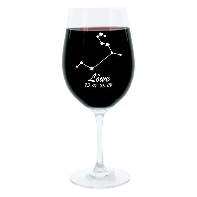 Leonardo Weinglas 400 ml, Motivglas, Sternbild Löwe, Geschenk, Stimmungsglas mit Gravur, Moodglas, 22 cm