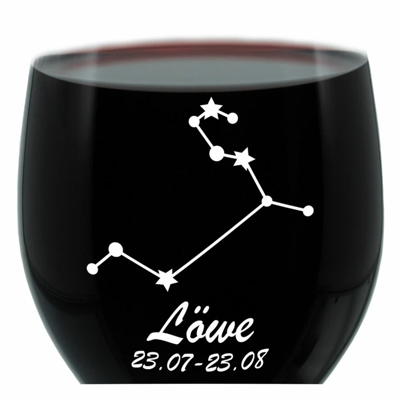 Leonardo Weinglas 400 ml, Motivglas, Sternbild Löwe, Geschenk, Stimmungsglas mit Gravur, Moodglas, 22 cm