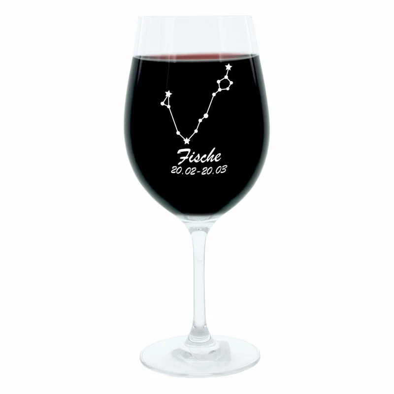 Leonardo Weinglas 400 ml, Motivglas, Sternbild Fische, Geschenk, Stimmungsglas mit Gravur, Moodglas, 22 cm