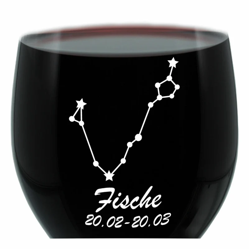 Leonardo Weinglas 400 ml, Motivglas, Sternbild Fische, Geschenk, Stimmungsglas mit Gravur, Moodglas, 22 cm