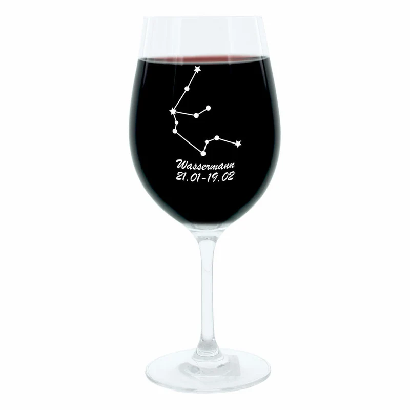Leonardo Weinglas 400 ml, Motivglas, Sternbild Wassermann, Geschenk, Stimmungsglas mit Gravur, Moodglas, 22 cm