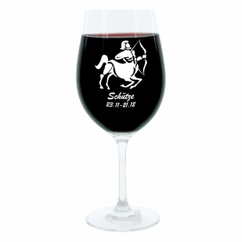 Leonardo Weinglas 400 ml, Motivglas, Sternzeichen Schütze, Geschenk, Stimmungsglas mit Gravur, Moodglas, 22 cm