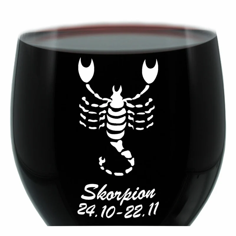Leonardo Weinglas 400 ml, Motivglas, Sternzeichen Skorpion, Geschenk, Stimmungsglas mit Gravur, Moodglas, 22 cm