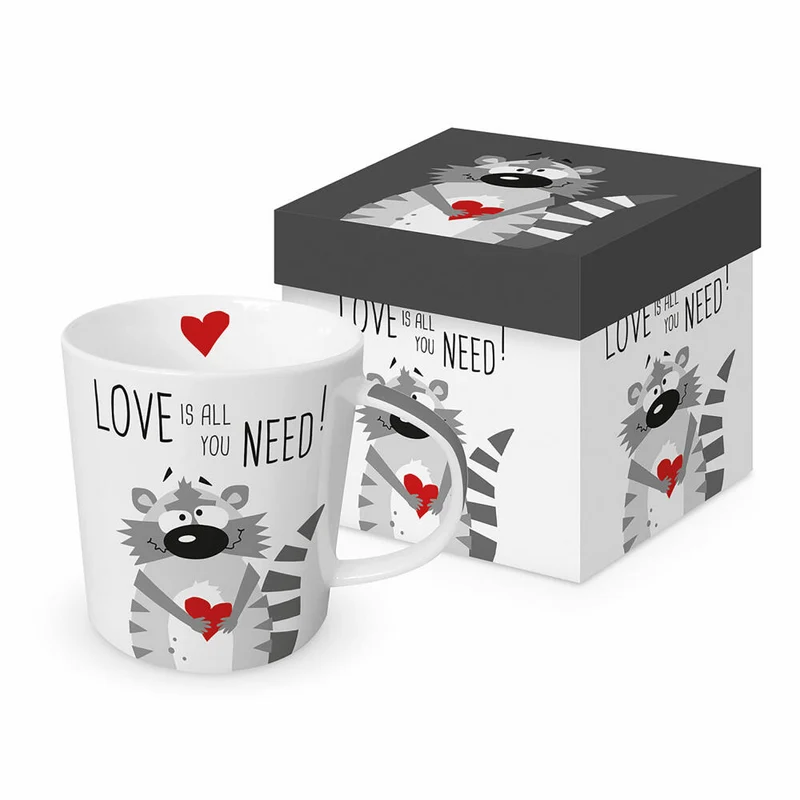 PPD Need Love Racoon Trend Mug, in Geschenkbox, Henkelbecher, Kaffeebecher, Becher, Tasse, New Bone China, 400 ml, 160302311