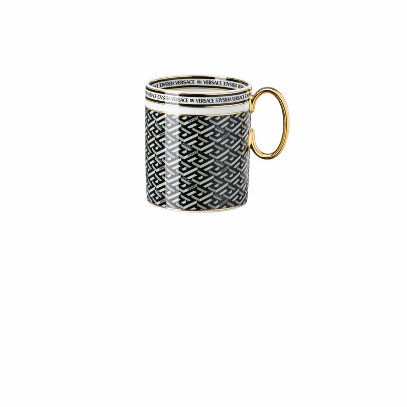 Rosenthal Versace Henkelbecher La Greca Signature Black, Porzellan, 300 ml, 19335-403765-15505