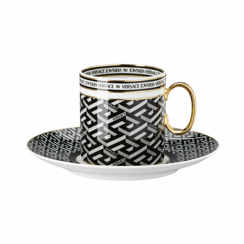 Rosenthal Versace Kaffeetasse 2-tlg. La Greca Signature Black, Porzellan, 230 ml, 19335-403765-14740
