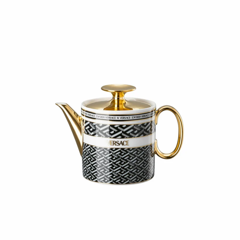 Rosenthal Versace Teekanne für 2 Personen La Greca Signature Black, Porzellan, 500 ml, 19335-403765-14220