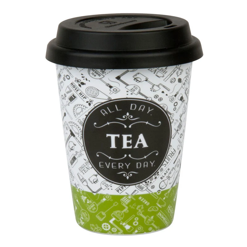 Könitz Tea Talk Coffee To Go Mug mit Deckel, Becher, Kaffeebecher, Porzellan, 380 ml, 11 5 162 2279