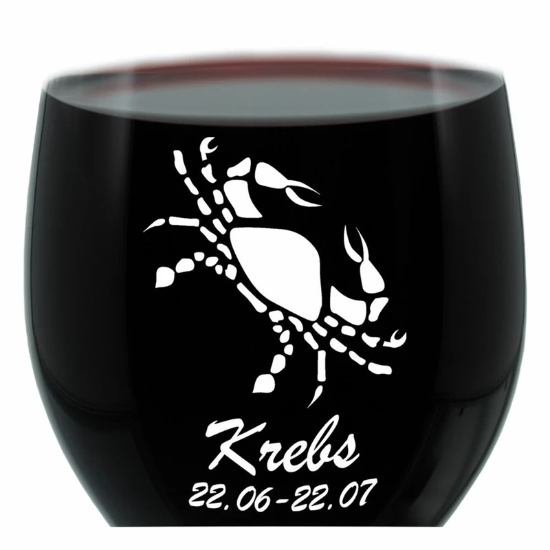 Leonardo Weinglas 400 ml, Motivglas, Sternzeichen Krebs, Geschenk, Stimmungsglas mit Gravur, Moodglas, 22 cm
