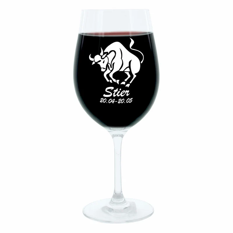 Leonardo Weinglas 400 ml, Motivglas, Sternzeichen Stier, Geschenk, Stimmungsglas mit Gravur, Moodglas, 22 cm
