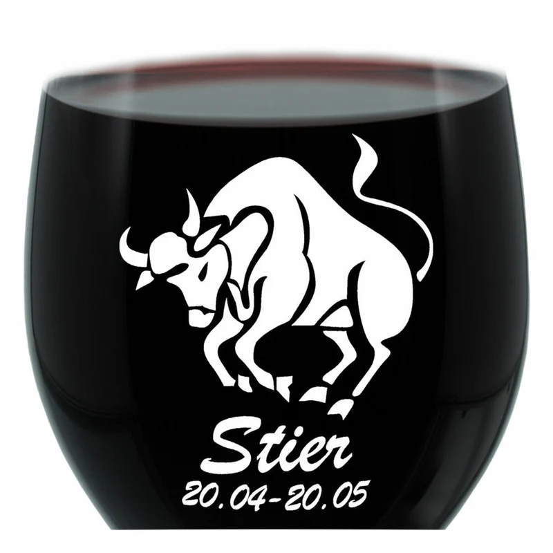 Leonardo Weinglas 400 ml, Motivglas, Sternzeichen Stier, Geschenk, Stimmungsglas mit Gravur, Moodglas, 22 cm