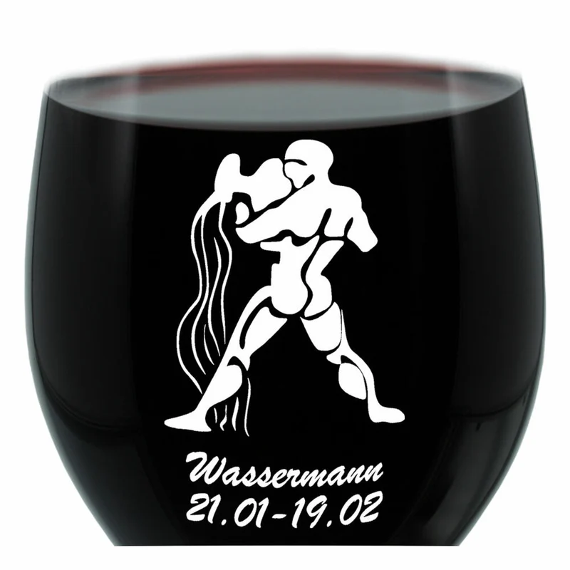 Leonardo Weinglas 400 ml, Motivglas, Sternzeichen Wassermann, Geschenk, Stimmungsglas mit Gravur, Moodglas, 22 cm