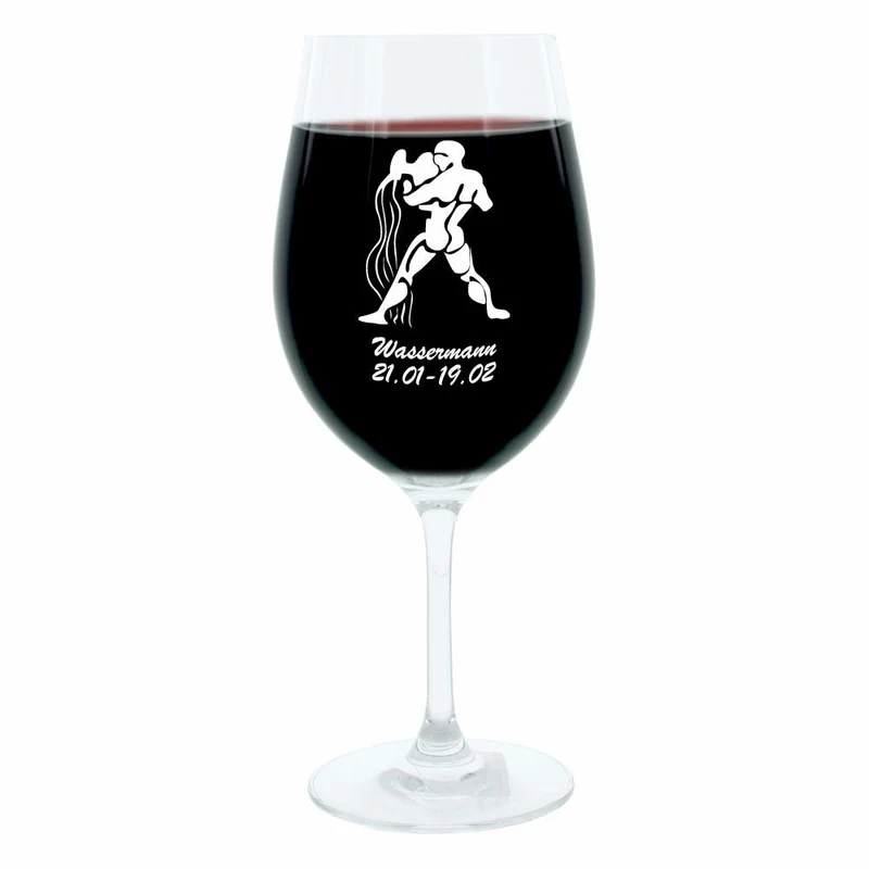 Leonardo Weinglas 400 ml, Motivglas, Sternzeichen Wassermann, Geschenk, Stimmungsglas mit Gravur, Moodglas, 22 cm
