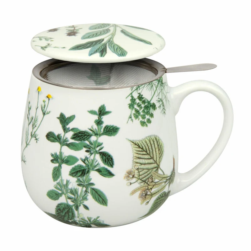Könitz My Favourite Tea Kräuter Becher, Tasse, Teetasse, mit Sieb und Deckel, Porzellan, 420 ml, 11 5 143 2135