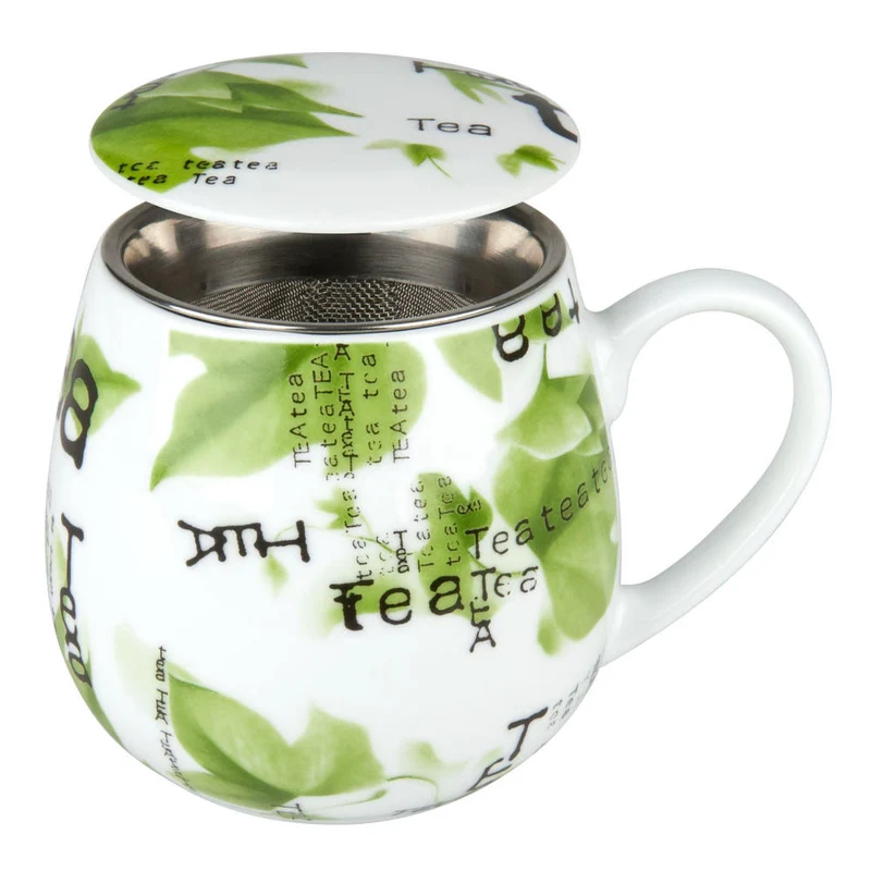 Könitz Tea Collage Becher, Tasse, Teetasse, mit Sieb und Deckel, Porzellan, 420 ml, 11 5 143 0872