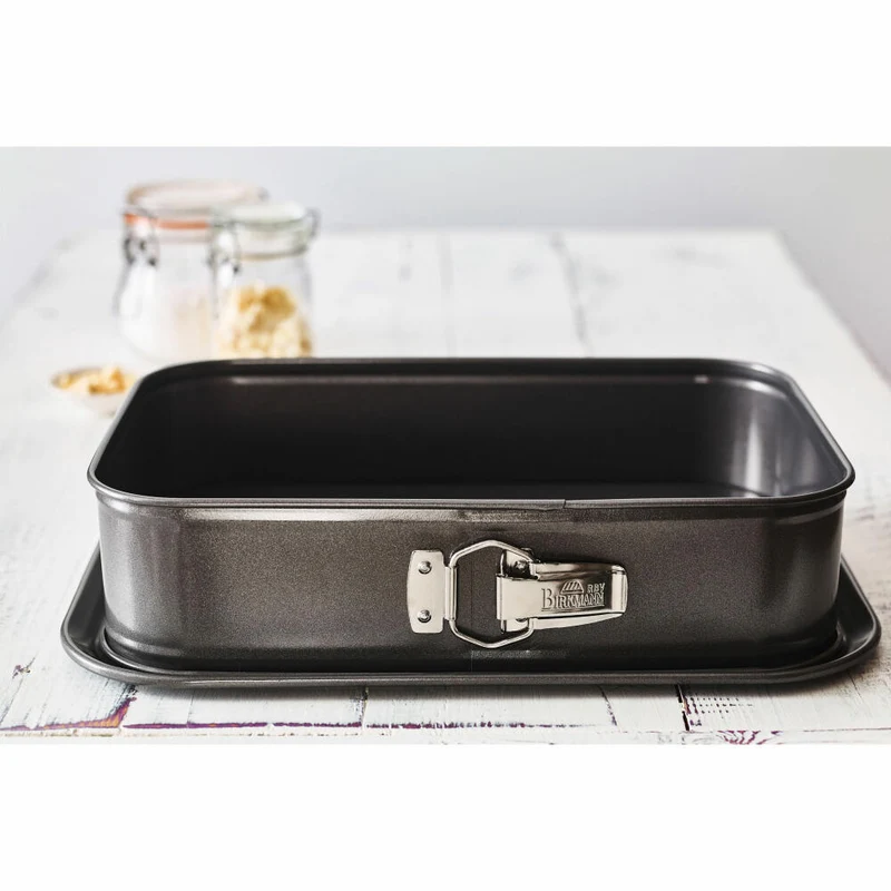 Birkmann Easy Baking Springform Eckig, Backform, Kuchenbackform, Kuchenform, Karbonstahl, 34 x 23.5 cm, 881716