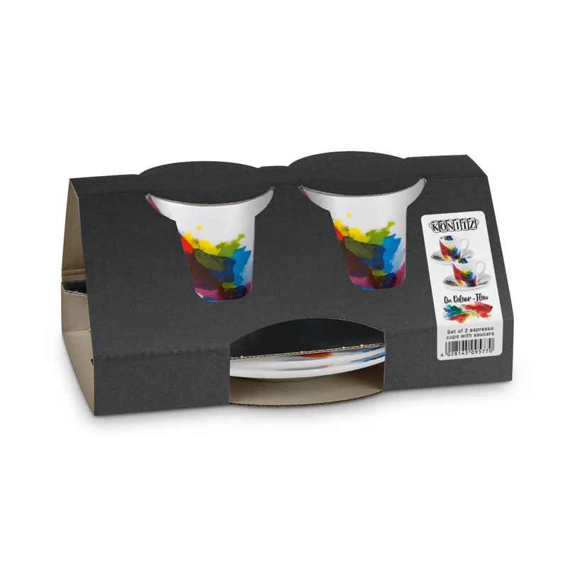 Könitz On Colour Flow Espresso Geschenkset, 4-tlg., 2 Espresso Tassen mit Untertasse, Porzellan, 85 ml, 11 5 054 1694