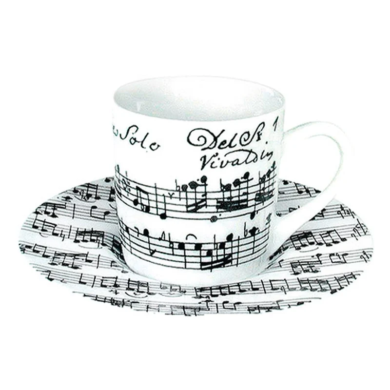 Könitz Vivaldi Libretto Weiß Espresso Set, 2-tlg., Espresso Tasse, Becher, Porzellan, 85 ml, 11 5 053 1890