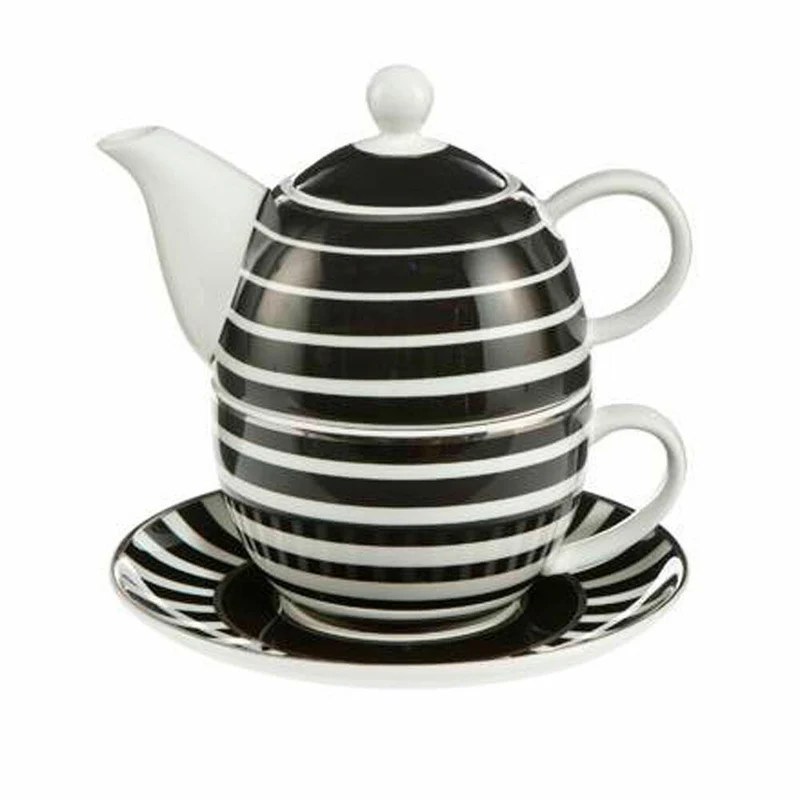 Goebel Stripes - Tea for One Chateau Black and White schwarz-weiß New Bone China 27050651