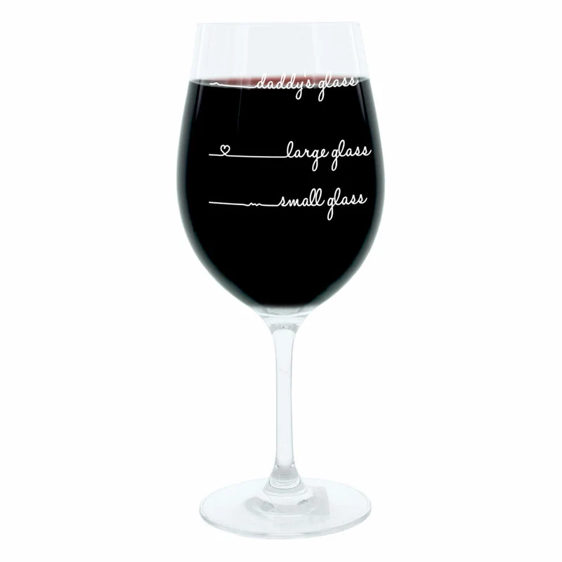 Leonardo Weinglas XL, Daddys Glass Handwriting, Geschenk Stimmungsglas mit lustiger Gravur, Mood Wein Glas, 610ml
